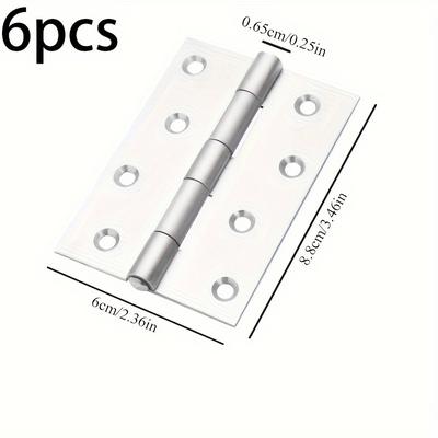 TEMU 6pcs Stainless Steel Foldable Door Hinges - Suitable For Home Furniture, Wooden Boxes, Jewelry Boxes, And Crafts - Door Installation Type - Brushed Finish Image