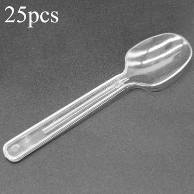 TEMU 25/35/50 Mini Dessert Spoons For Ice Cream, Pudding, And Tasting - Clear Ps (polystyrene) Material, Samples And Parties, Party Tableware | Clear Utensils | Durable Constructio Image
