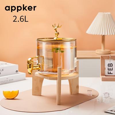TEMU 1pc Creative Portable Glass Ice Bucket With Stand And Tap - Ideal For Clear , Food-safe, Parties, Bars, And Restaurants, |elegant Ice Bucket| Construction, Ice Bucket For Bar Image