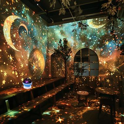 TEMU 1pc Colorful Star Moon Night Light Projector, Table Lamp, - 360° Rotation, Usb Light Compatible With Laptop, Christmas Gifts And Bedroom Ambiance Image