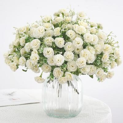 TEMU 20-head Artificial Carnation And Lilac Bouquet With Loose Stems, White Plastic Flowers For Outdoor Weddings, Home, And Hotel Decor - A Sweet And Elegant Atmosphere, Wedding Decoration Image
