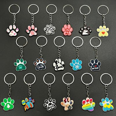 TEMU 6pcs/17pcs Cute Creative Cartoon Pet Dog Paw Cat Paw Keychain Pendant, Fashionable Bag Pendant, Car Key Chain, Small Gif Image