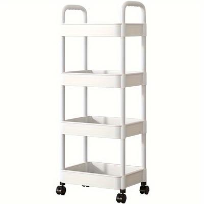 TEMU 4-tier Rolling Storage Cart With Casters - Versatile Organizer For Kitchen, Living Room, Bedroom - Holds Books, Snacks, And More - Durable Plastic Construction, Utility Cart, Standing Shelf Image
