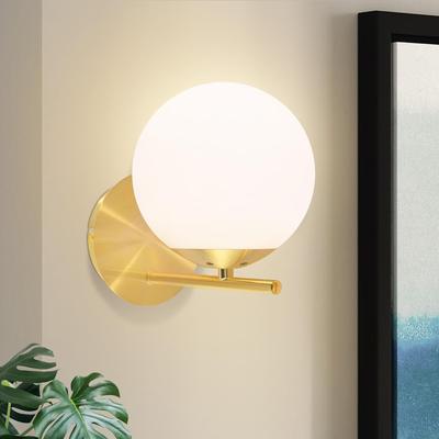 TEMU Modern Wall Lights Indoor - With White Glass E27, Bathroom Bed Lights, Spherical Design, Metal Lights - Bulb-free - Ideal For Office, Staircase, Living Room, Bedroom Image