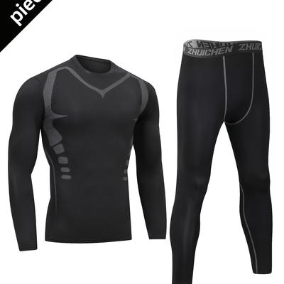 TEMU Print Sports Suit 2pcs Set Men's Running Gym Clothes Spring Quick-dry Tight-fitting Gear Training Sweatshirt Image