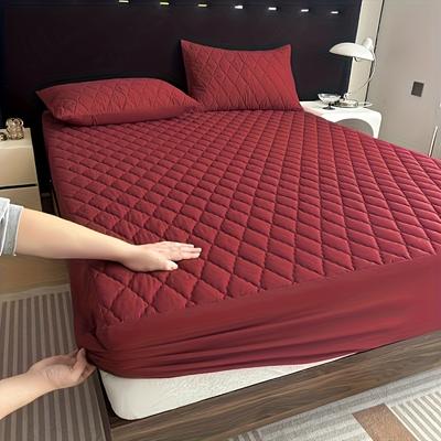 TEMU 1pc Diamond-pattern Thickened Mattress Cover (without Pillow Core And Pillowcase), And Comfortable Thickened Mattress Protector, Suitable For Bedrooms, Guest Rooms, And Hotel Mattress Protection. Image