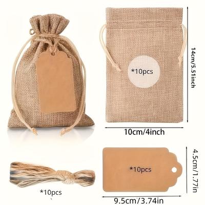 TEMU 30pcs Premium Burlap Gift Bags With Drawstring & Tags - 4x6\ Image