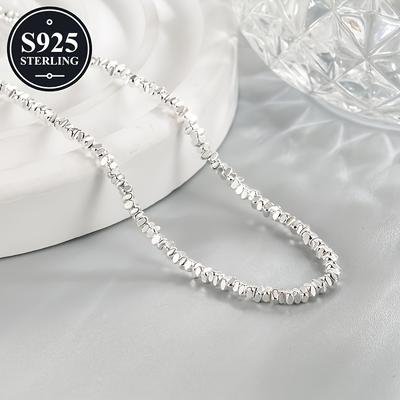 TEMU 925 Hypoallergenic Fine Chain Necklace For Women, With Sparkling Silvery , Spring/summer Fashionable Versatile Gift For Best Friend Or Girlfriend In Anti-tarnish Storage Box Image