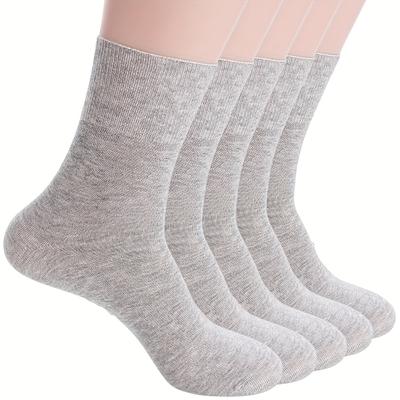 TEMU 5 Pairs Unisex Loose Top Crew Socks, Seamless & Ultra-comfortable, Breathable, Soft, And Durable For Casual Attire Image