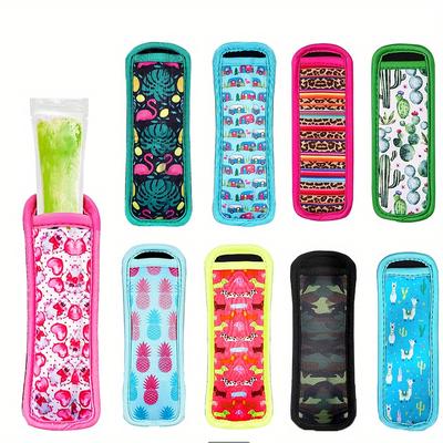 TEMU 9pcs Neoprene Ice Sleeves, Square Shape, Food Contact Safe - Sbr Free Thermal Cooler Pouches For Ice Pops And Treats Image