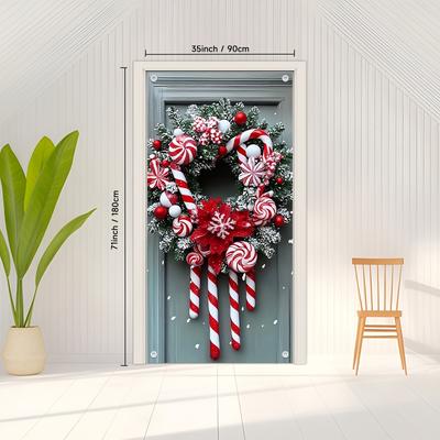TEMU A Single Wreath For Christmas Door Decoration, Easy To Set Up, The Office, Bedroom, And Decor. A Great Option For Seasonal Celebrations And Indoor And Outdoor Fun. Image