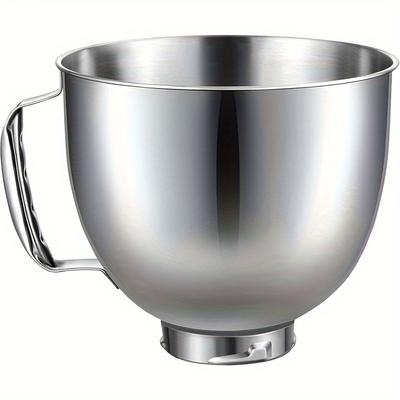 TEMU Stainless Steel Mixer Bowl For & 4.5 Quart / 5 Quart Tilt-head Stand Mixers, Ksm150 Stainless Steel Bowl Replacement, Mixing Bowl For Kitchenaid, Silvery Image