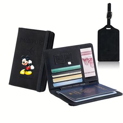 TEMU 2pcs Mouse Passport Wallets - Cute Travel Card Holders With Drawstring Closure, Lightweight, Portable, And Wet Wipe , Ideal For Daily And , | Accessory|durable Zipper Closure Image