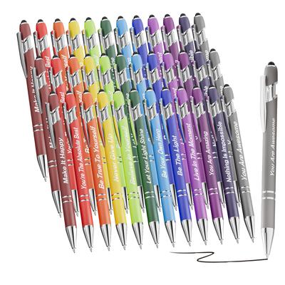 TEMU 24/36pcs Motivational Ballpoint Pens With Stylus Tips - Inspirational Quotes, Ink Pens In Bulk, Quick-dry , Metal Case - Teachers, Coworkers & Office Gifts Image
