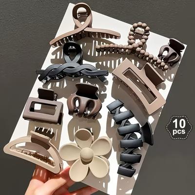 TEMU 10pcs Elegant Matte Clips - Light & Beige, Day & Everyday Styling, Stylish Hair Accessories | Elegant Hair Accessories | Clips, Hair Accessories Set Image