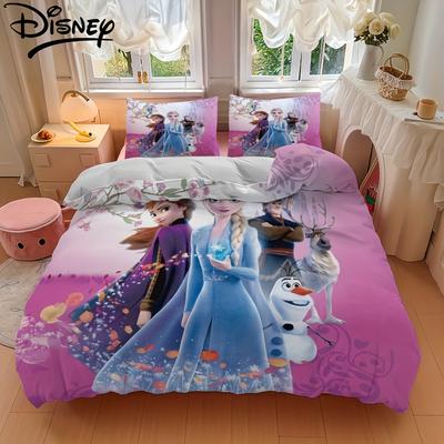TEMU 3pcs Bedding Three-piece Set Princess Pattern Print, Including 1 Quilt Cover And 2 Pillowcases, Craft Supplies Fabric, For Multiple Sizes Room Decoration Image