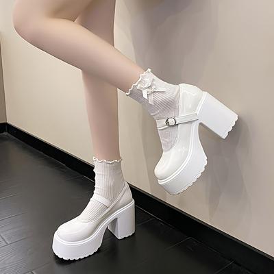 TEMU Women's Plus Size Platform Shoes - Pink, Synthetic, Block Heel, Adjustable Strap, Casual All-, Comfortable Footwear | Stylish | Durable Footwear Image