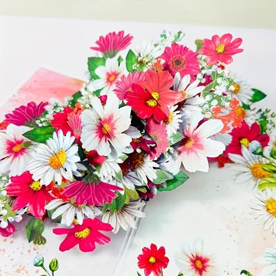 TEMU 1 Daisy Pop Up Card, Flowers Greeting Card, Orchid 3d Handmade Card For The Ever Happy Day, Birthday, Spring Greetings, Anniversary, , With Note Card And Envelope Image