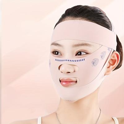 TEMU V-face Facial Contouring Mask With Jawline Lift & Lifting Straps - Reusable Non- Face Lift For Double Chin Reduction, Work, Home, Travel Use, Face Lifting Device Image