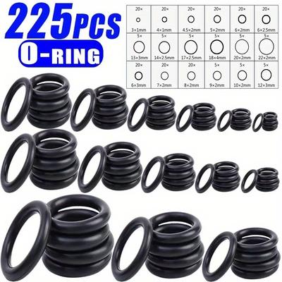 TEMU 225pcs O-ring Combination - Oil And Water Resistant Rubber Gaskets, Sizes For Automotive And Mechanical Applications Image