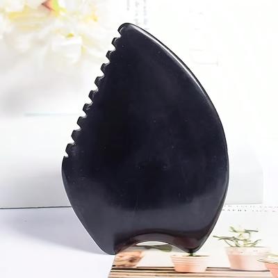 TEMU 1pc Natural Stone Gua Sha Facial & Body Scraper Tool - Black Teardrop Design For Neck, Face, Shoulder & Full- Massage, Light Beige Care Spa Tool Image