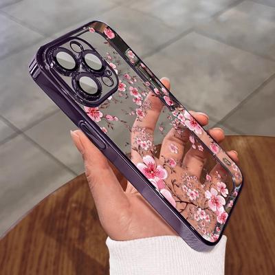 TEMU Pink Plum High Quality Protective Phone Case, Soft , Suitable For /15/14/13/12/11 Series, Protects The Camera Lens, Colors, Transparent, Lightweight, , And Case Image