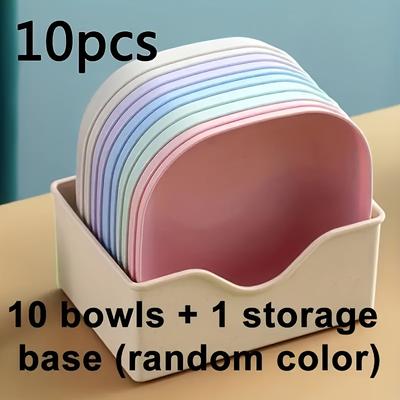 TEMU 11pcs Colorful Non-slip Plastic Cat Bowls - Short-legged Cats And Dogs, Food And Water Bowls, Pet Supplies, Image
