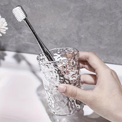 TEMU 1pc Minimalist Ice Pattern Toothbrush Cup, Transparent Bathroom Sipper, Home Decor, Bathroom Accessory, Kitchenware, Oral Hygiene Tool, Made Of Durable Material Image