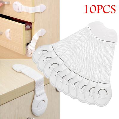 TEMU 10pcs, Cabinet Drawer Protection Cloth With Lock Set Of 10, Drilling-free Safety Protection Tool, Design, Multifunctional Furniture Protection And Fixing Tools Image