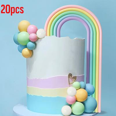 TEMU 20pcs Rainbow Cake Decorations Colorful Ball Pops For Wedding, Shower, Party Supplies Blue, Macaron, Nude Image