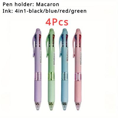 TEMU 4pcs Cute Multicolor Ballpoint Pens Colored 4 In 1 Black Pens For Writing School Office Supplies Stationery Image