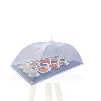 TEMU 1pc White Mesh Food Cover Tent - Pop-up ,, Ideal For Outdoor Picnics & Family Gatherings, Cooking, Bbqs, And Parties, Picnic Essentials | Umbrella | Insectproof Mesh, Picnic Cover Tent Image