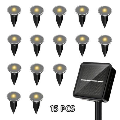 TEMU 15pcs Solar-powered Led Pathway Lights, Ip65 With 8 Lighting , Warm & Cool White , Ideal For Garden, Camping, Parties, Walkways, Lawns, Steps, Camping Accessories Image