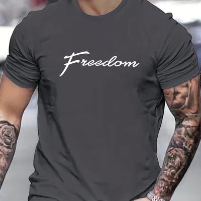 TEMU Men's Trendy Crew Neck T-shirt With Print - Casual, Breathable Polyester, Image