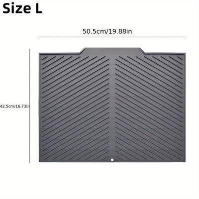 TEMU 1pc Silicone Drain Mat With Guide Opening Slope, Cup Storage Mat, Bathroom Water Filter Mat, Anti-slip Mat, Kitchen Table Heat Insulation Mat, Table Mat Image