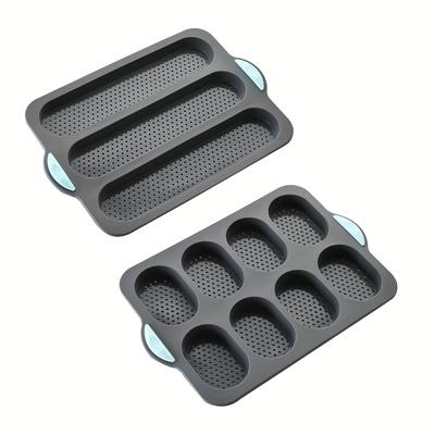 TEMU 1/2pcs Silicone Long Stick Bread Pan 3 Hole/8 Hole French Diy Small Bread Cake Pan Mold Baking Pan Cake Mold Image