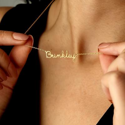 TEMU Personalized Custom Name Necklace, Elegant , 18k Golden Plated Titanium Steel, Versatile Script Options, Women's Fashion Jewelry For Daily & Party Occasions Image