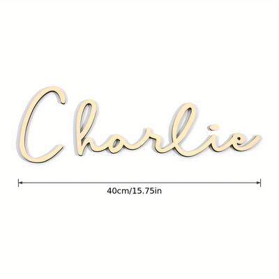 "TEMU Customized Wooden Name Sign For Nursery - Personalized "" Wall Decor, Boy Or Girl Room Sign, Premium Composite Wood, ' Room Or Nursery Walls, Nursery Deco" Image