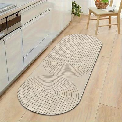 TEMU An Oval Shaped Household Diatomaceous Earth Floor Mat Absorbent, Non Slip, Easy To Clean, Soft And Comfortable, Suitable For Use In Kitchens, Bathrooms, Laundry Rooms, And Bedroom Entrances Image