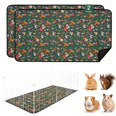 TEMU 2pcs Print Guinea Pig Cage Liners - Washable, Reusable, Waterproof, Super Absorbent Small Pet Pads For Rabbits, Hamsters, Gerbils - 24in X 47in Image