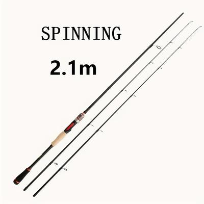 TEMU Carbon Fiber Fishing Rod, /2.1m, 2-section With Different Tension M/ml Tips, Magnetic Ring, Handle, Metal Stand, Ideal For Trout And Bass, Versatile For , Perfect Gift For Holidays Image
