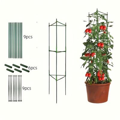 TEMU 33pcs/24pcs Tomato Rack Tomato Cage, Used For Outdoor Plant Climbing, Tomato, Vegetable, Cucumber Multifunctional Plant Support, Vine Support Flower Stand, Easy To Assemble, Reusable Image