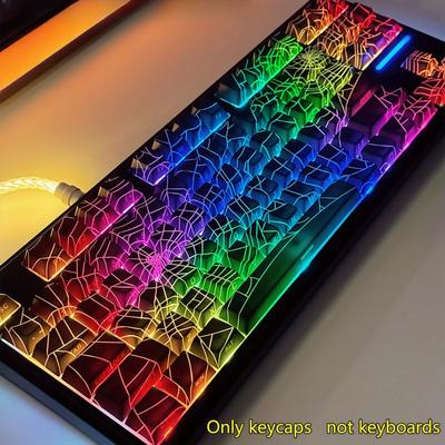 TEMU Web Theme Mechanical Keyboard Pbt Keycaps Hot Sublimation Gaming Game Personality Keycaps Text Pattern Translucent Wear-resistant Non-fading Image