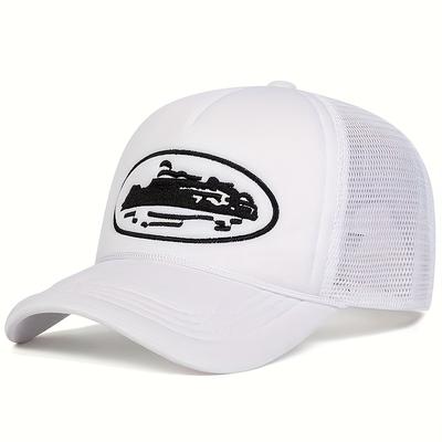 TEMU A Unisex Trucker Cap With Embroidered Ship Design, Featuring A Breathable Adjustable Rope Net, Summer Golf Fashion For Men And Women, Y2k Style. Image