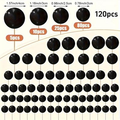 TEMU 120pcs Black Cake Decorating Balls Set - Vibrant Balls For Weddings, Anniversaries & Birthday Parties - Add Festive Touch With 5pcs*1.57in + 10pcs*1.18in + 1pc*1in + 25pcs*0.78in Image