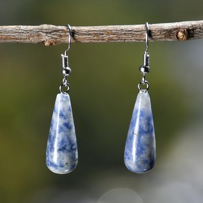TEMU 1 Pair Boho Chic Natural Crystal Teardrop Earrings, Stainless Steel Hooks, Birthstone, Fashionable Dangle Earrings For Women, Ideal For & Vacation, Perfect Gift For Father's Day Image