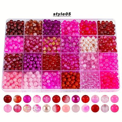 TEMU About 960pcs 6mm Glass Beads Bracelet Making Kit,24 Assorted Colorful Glass Beads For Bracelet And Jewelry Making And Diy Crafts,friendship Bracelets Image
