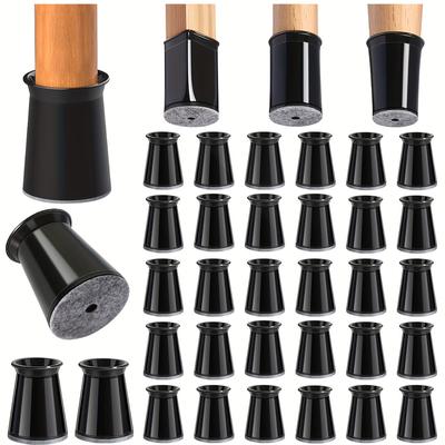 TEMU 32pcs Black Non-slip Furniture Leg Protectors, Fits Most, Scratch-proof & Durable, , Sleek For Decor, Chair Leg Floor Protectors Image