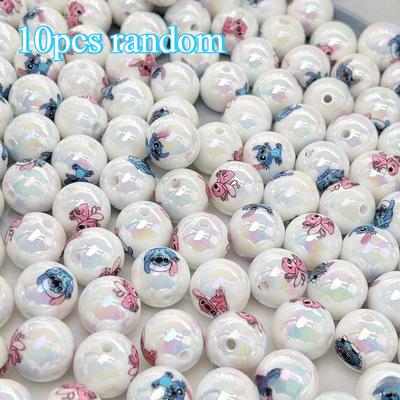 TEMU 10pcs Random Acrylic Stitch Charms, Multicolor Perforated Charms For Making, Keychains, Phone Straps And Handbag Decorations Image