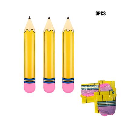 "TEMU [2d Flat] 3pcs Large Pvc Inflatable Pencil Decorations - Yellow With Pink Eraser, Art , Back-to-school, Graduation, And Birthday Parties (27" Long), Party Decorations | Art | Pvc Inflatable" Image